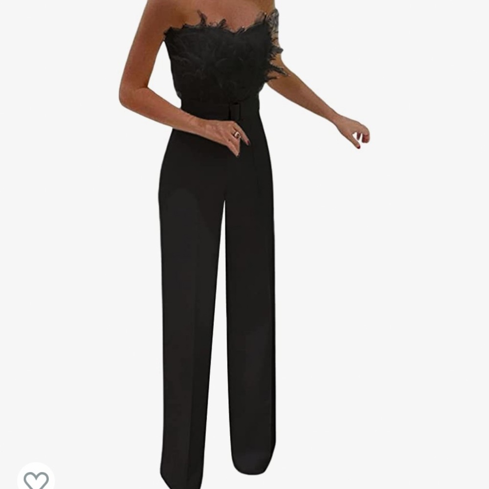 Black feather jumpsuit